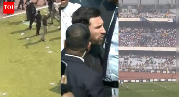 Chaos in Kolkata! Bottles thrown, banners vandalised: Lionel Messi forced to exit Salt Lake Stadium early - WATCH | Football News