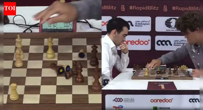 Chess drama! Magnus Carlsen knocks over pieces, handed defeat at World Blitz Championship - Watch | Chess News