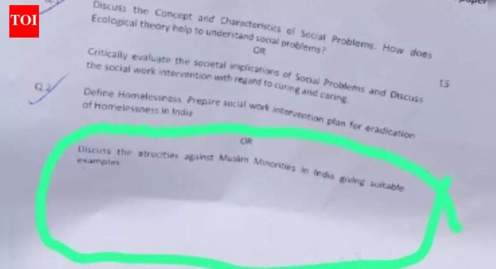 'Discuss atrocities against Muslim minorities in India': Jamia Millia Islamia question paper triggers row; professor suspended | Delhi News