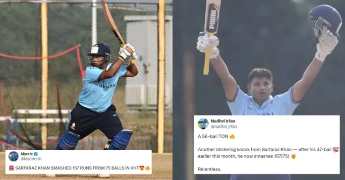 Fans go gaga as Sarfaraz Khan hammers explosive century against Goa in Vijay Hazare Trophy 2025-26