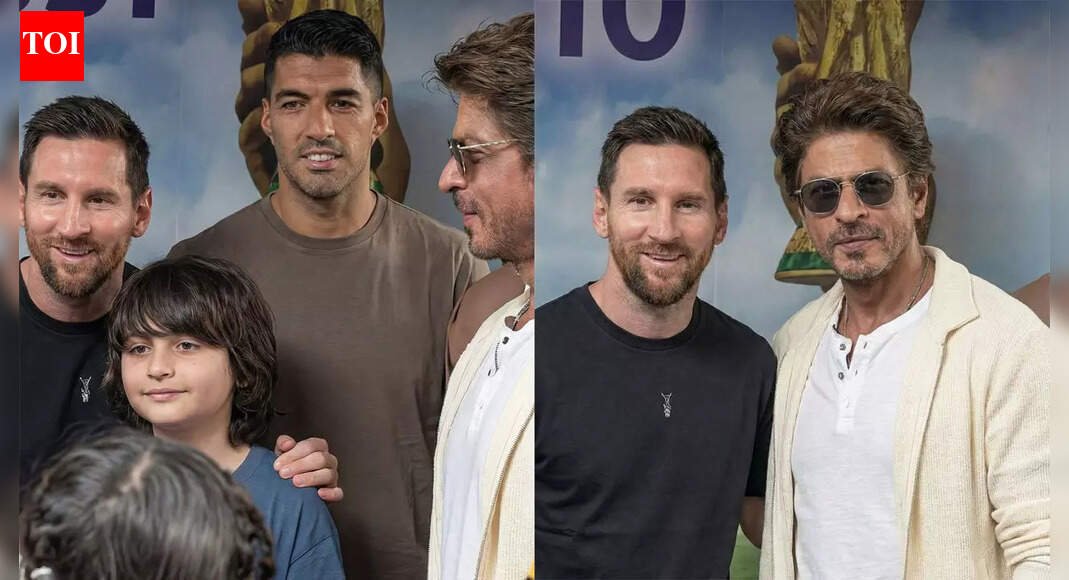 Shah Rukh Khan and AbRam meet Lionel Messi as fans erupt in cheers – WATCH | Football News
