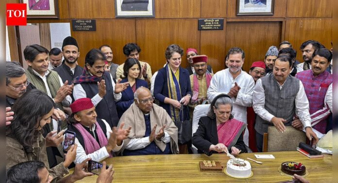 Sonia Gandhi turns 78: Veteran leader celebrates inside Parliament; cuts cake with INDIA bloc MPs | India News