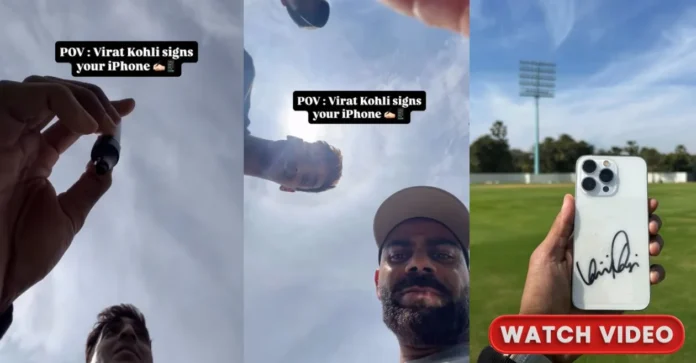 WATCH: Virat Kohli shows class by signing net bowler’s iPhone after practice session in Alibaug