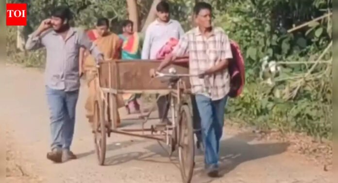 Watch: Woman dies at Andhra health center; family forced to carry body in rickshaw as hospital denies ambulance | Visakhapatnam News