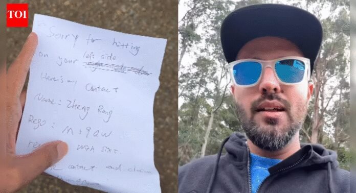 ‘Sorry for hitting’: Indian travel vlogger in Australia shares note after minor car park accident, sparks praise — watch | India News