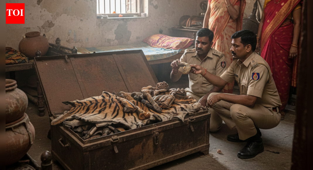 Gujarat: 37 ‘tiger’ skins, 133 'claws' & canines found in room after temple caretaker's death; forest department probe | Ahmedabad News