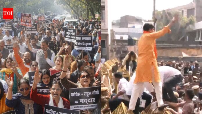 BJP protests nationwide in response to Congress' 'topless' AI Summit protest; four IYC leaders arrested | India News