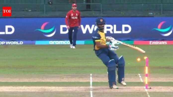 Dushan Hemantha bizarrely knocks over his own stumps in Super 8 T20 World Cup clash | Cricket News