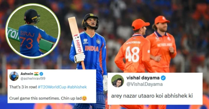 IND vs NED: Fans express shock as Abhishek Sharma records third consecutive duck in T20 World Cup 2026