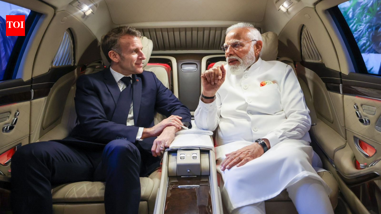 ‘Jai Ho’: PM Modi’s car ride with French President Emmanuel Macron in Mumbai | India News