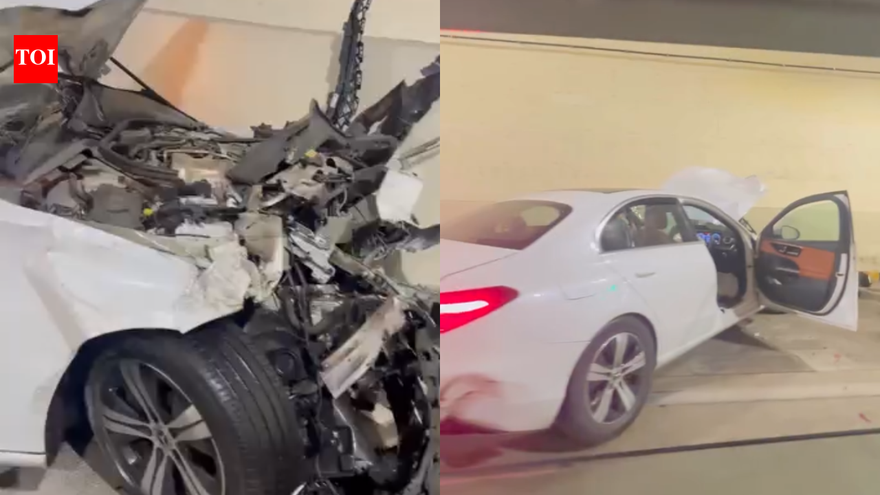 Mercedes goes berserk in Mumbai: Minor driver’s 2am crash leaves wrecked cars in Coastal Road tunnel | Mumbai News