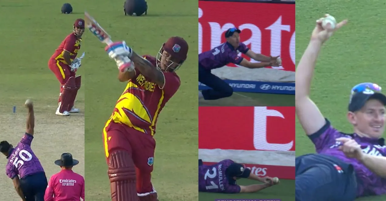 WATCH: Brandon McMullen plucks a screamer to remove dangerous Shimron Hetmyer