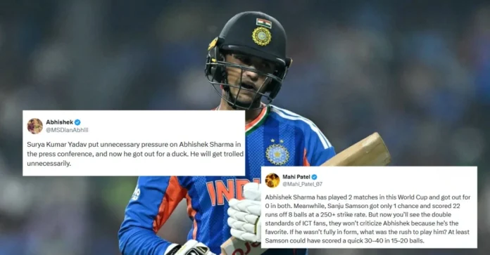 ‘Sanju Samson should have played’: Fans troll Abhishek Sharma after he falls for a 4-ball duck during IND vs PAK T20 World Cup 2026 clash