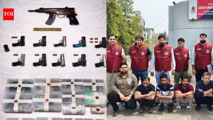 Delhi Arms Racket News: Delhi Crime Branch busts transnational arms racket linked to Pakistan, Bangladesh; 10 arrested, 21 military-grade firearms seized | Delhi News
