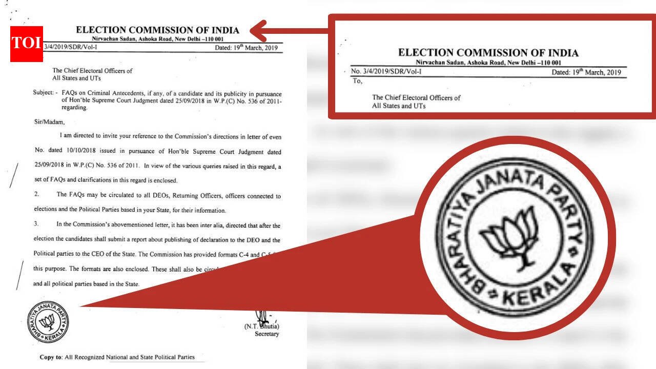 EC circular with BJP seal? Poll panel calls it 'clerical error' in clarification | India News
