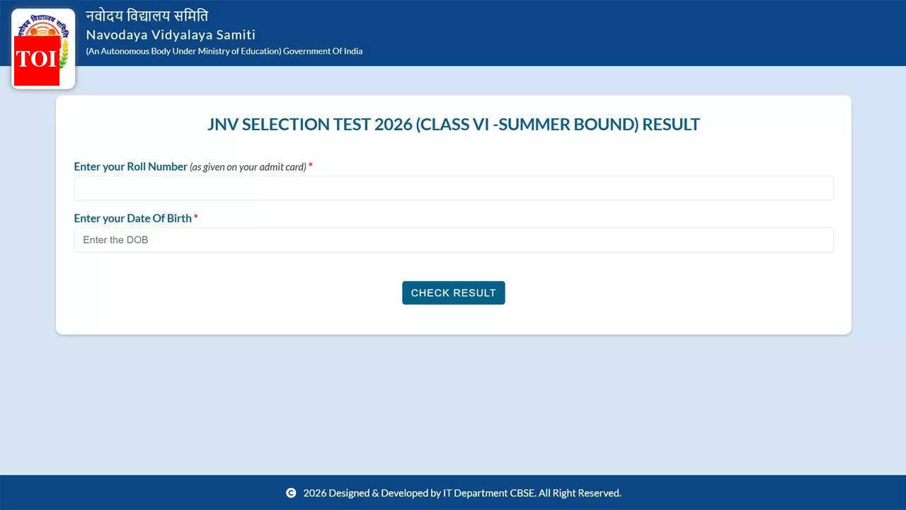 Jnvst Class 6 Result 2026: Jawahar Navodaya Summer Bound Class 6 result released at navodaya.gov.in: Direct link to download scorecards here