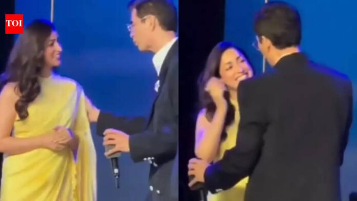 Karan Johar hugs Yami Gautam at an event amidst 'Dhurandhar 2' success, calls her one of his favourite actors, netizens react | Hindi Movie News
