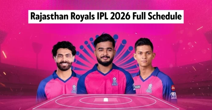 Rajasthan Royals IPL 2026 Full Schedule: Date, Time & Venues of RR matches
