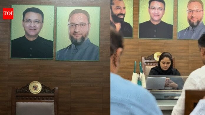Row erupts in Mumbai civic body after AIMIM chairperson displays husband’s photo in ward office; taken down later | Mumbai News