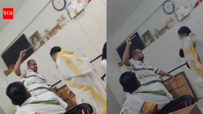 Teacher thrashes student with cane at Ujjain school; probe ordered after video goes viral | Indore News