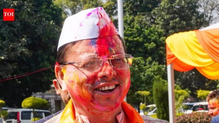 Uttarakhand CM Pushkar Singh Dhami celebrates Holi with public at official residence | India News