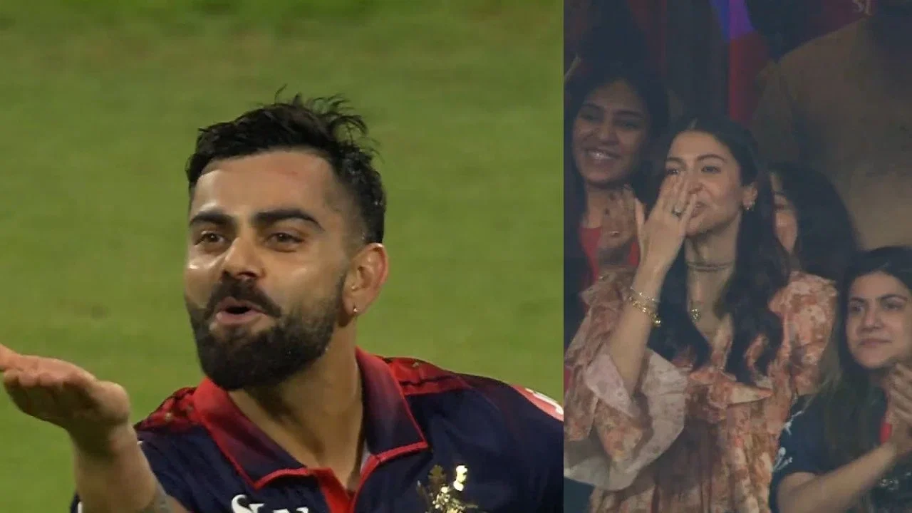 Anushka Sharma Virat Kohli Flying Kiss Exchange