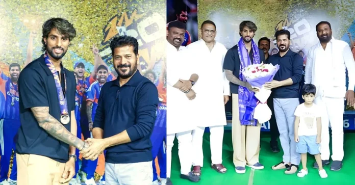 WATCH: Telangana CM Revanth Reddy honours T20 World Champion Tilak Varma on his Hyderabad arrival