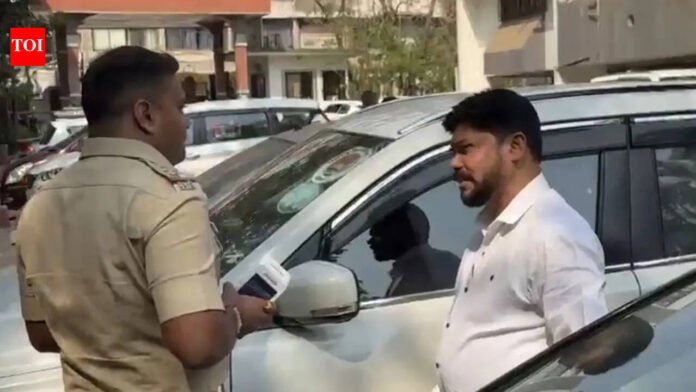 RTO fines Congress leader’s car for illegal MLA sticker, beacon in Kalyan | Thane News