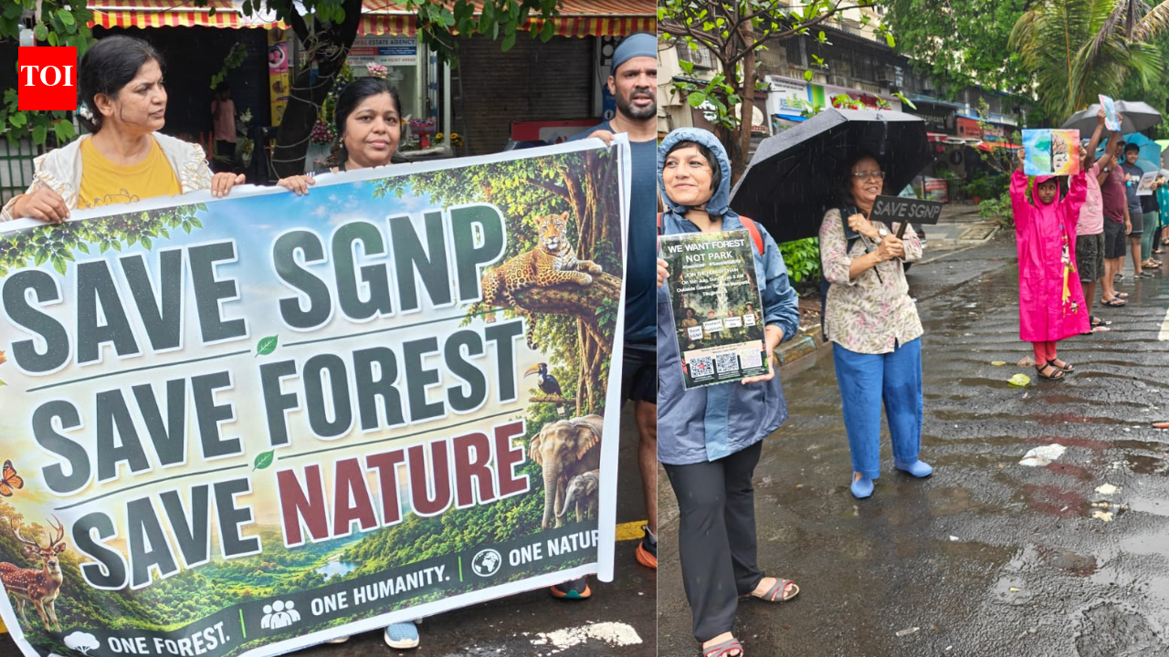 Hundreds join ‘Save SGNP’ protest in Thane, oppose projects near forest | Thane News